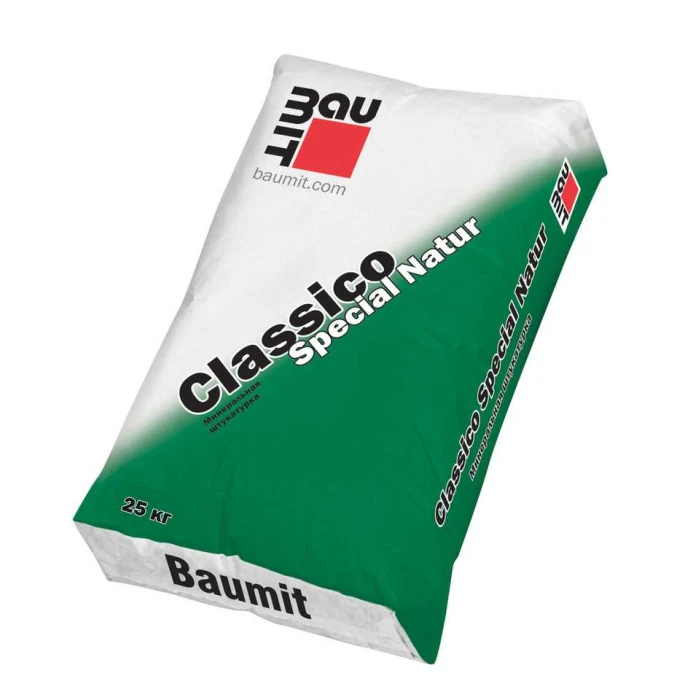 Тонкослойная декоративная штукатурка Baumit Classico Special Natur серая фактура шуба K 2.0; К 1,5
