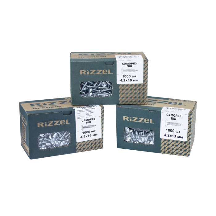 Саморез ПШ Rizzel 4,2х19 (500шт) шлиц PH2, цинк