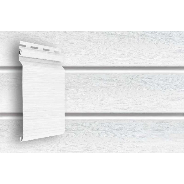 Виниловый сайдинг двухслойный Grand Line Natural-Брус Белый 3.00