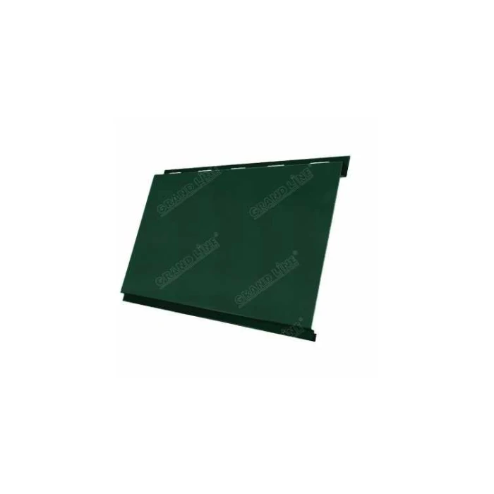 Металлический сайдинг Grand Line Вертикаль 0.5 мм classic GreenCoat Pural BT, matt с пленкой RR 11 темно-зеленый (RAL 6020 хромовая зелень)
