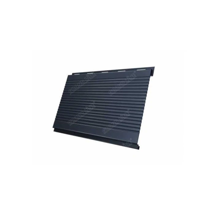 Металлический сайдинг Grand Line Вертикаль 0.45 мм gofr Drap с пленкой RAL 7024 мокрый асфальт