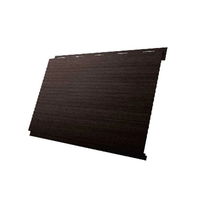 Металлический сайдинг Grand Line Вертикаль 0.45 мм gofr Print Elite с пленкой Choco Wood