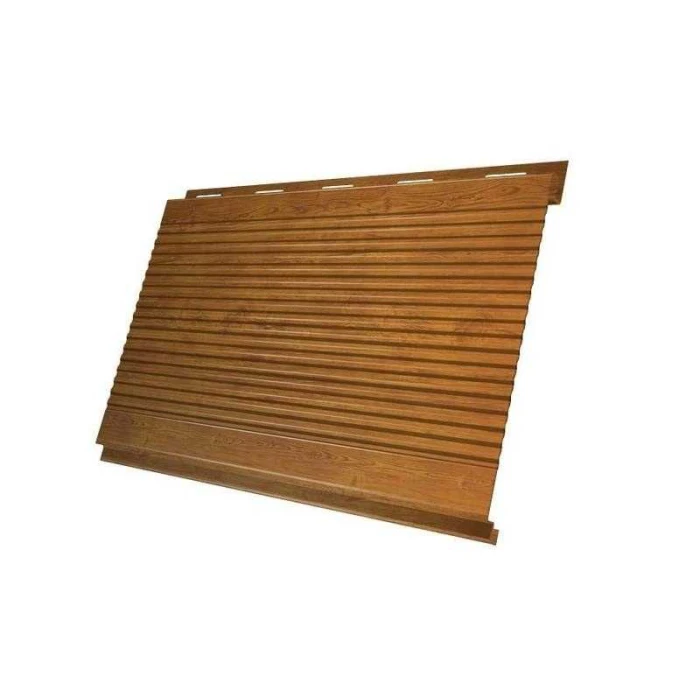 Металлический сайдинг Grand Line Вертикаль 0.45 мм gofr Print Elite с пленкой Nutwood