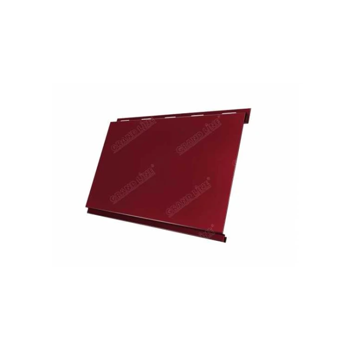 Металлический сайдинг Grand Line Вертикаль 0.5 мм classic Velur с пленкой RAL 3005 красное вино