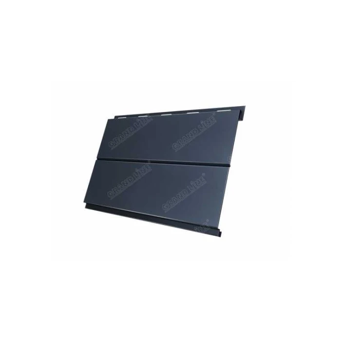 Металлический сайдинг Grand Line Вертикаль 0.5 мм line Quarzit с пленкой RAL 7024 мокрый асфальт