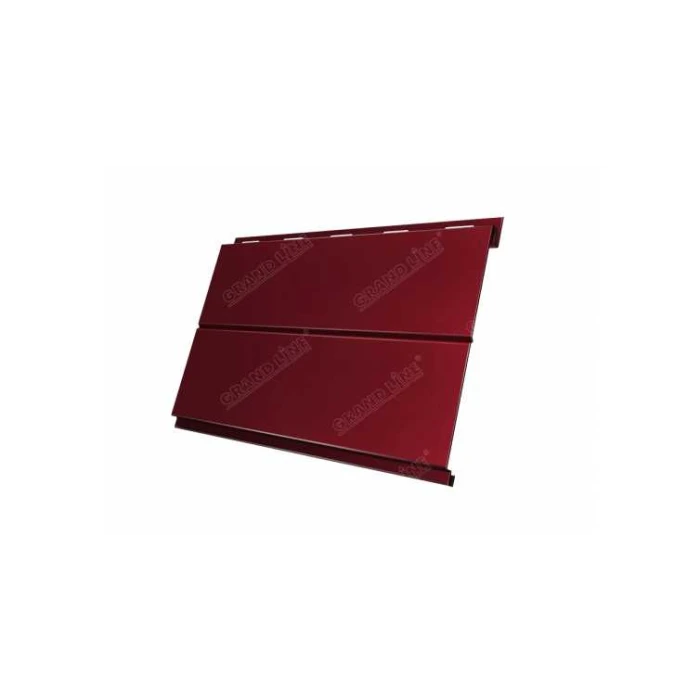 Металлический сайдинг Grand Line Вертикаль 0.5 мм line Velur с пленкой RAL 3005 красное вино