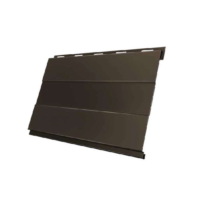 Металлический сайдинг Grand Line Вертикаль 0.5 мм prof Quarzit с пленкой RR 32 темно-коричневый