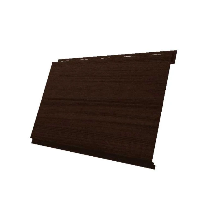 Металлический сайдинг Grand Line Вертикаль 0.45 мм Print Elite с пленкой Choco Wood