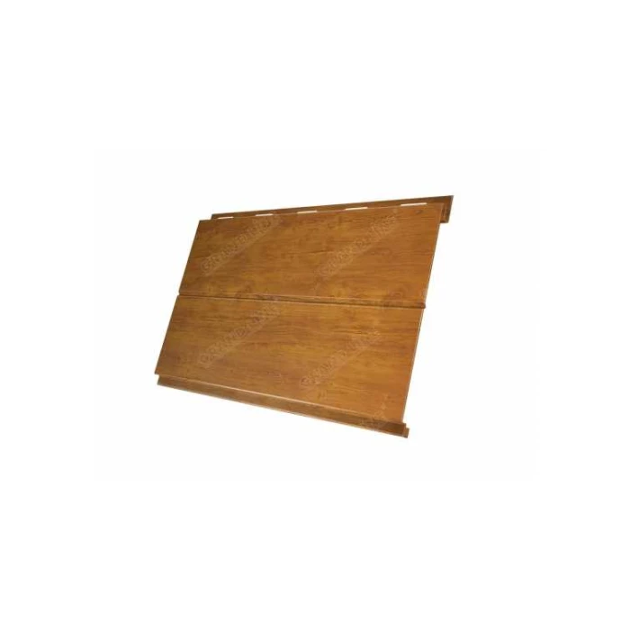 Металлический сайдинг Grand Line Вертикаль 0.45 мм Print Elite с пленкой Golden Wood