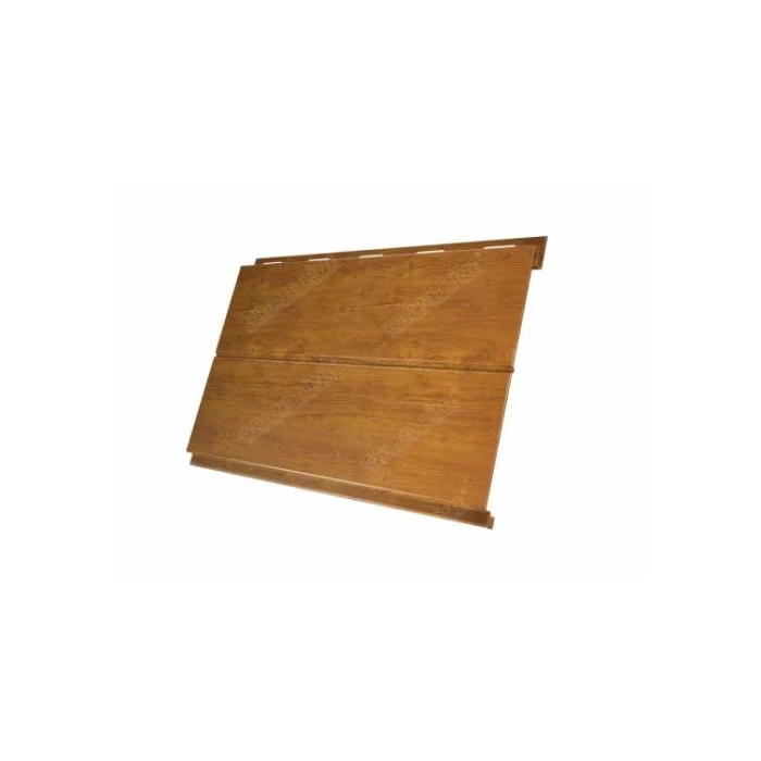 Металлический сайдинг Grand Line Вертикаль 0.45 мм Print Premium с пленкой Golden Wood