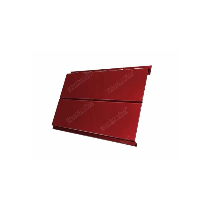 Металлический сайдинг Grand Line Вертикаль 0.5 мм Satin с пленкой RAL 3011 коричнево-красный