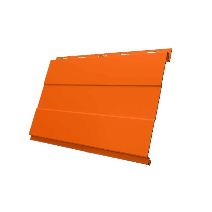 Металлический сайдинг Grand Line Вертикаль 0.45 мм prof PE с пленкой RAL 2004 оранжевый