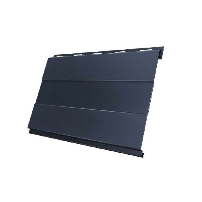 Металлический сайдинг Grand Line Вертикаль 0.5 мм prof Rooftop Matte с пленкой RAL 7024 мокрый асфальт