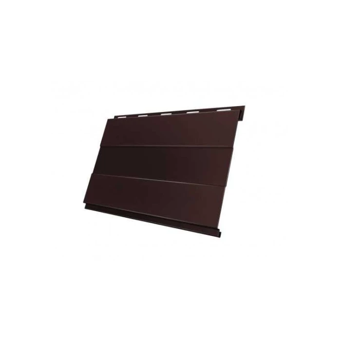 Металлический сайдинг Grand Line Вертикаль 0.5 мм prof Satin Мatt RR 32 темно-коричневый