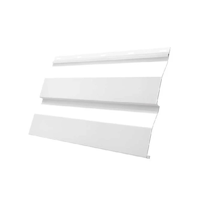 Металлический сайдинг Grand Line Корабельная Доска 0.4 мм PE с пленкой RAL 9003 сигнальный белый