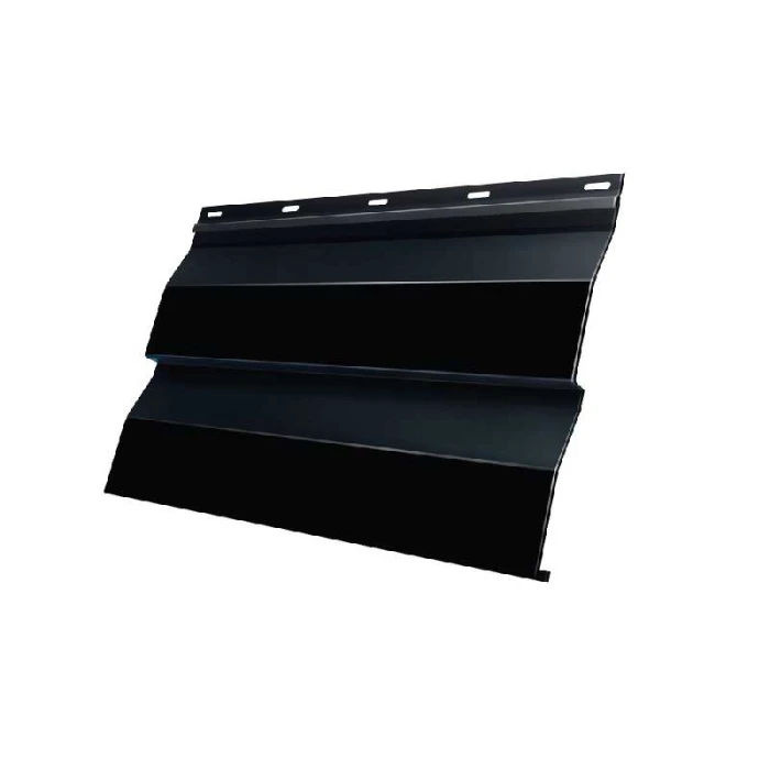 Металлический сайдинг Grand Line Корабельная Доска 0.5 мм Velur с пленкой RAL 9005 черный