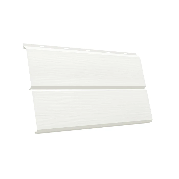 Металлический сайдинг Grand Line ЭкоБрус 3D 0.5 мм Satin с пленкой RAL 9003 сигнальный белый