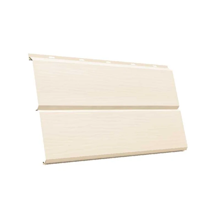 Металлический сайдинг Grand Line ЭкоБрус 3D 0.5 мм Velur RAL 1015 светлая слоновая кость