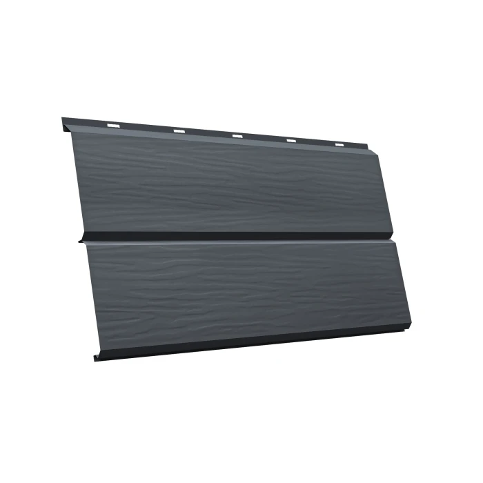 Металлический сайдинг Grand Line ЭкоБрус 0.45 мм Gofr Drap ST RAL 7024 мокрый асфальт