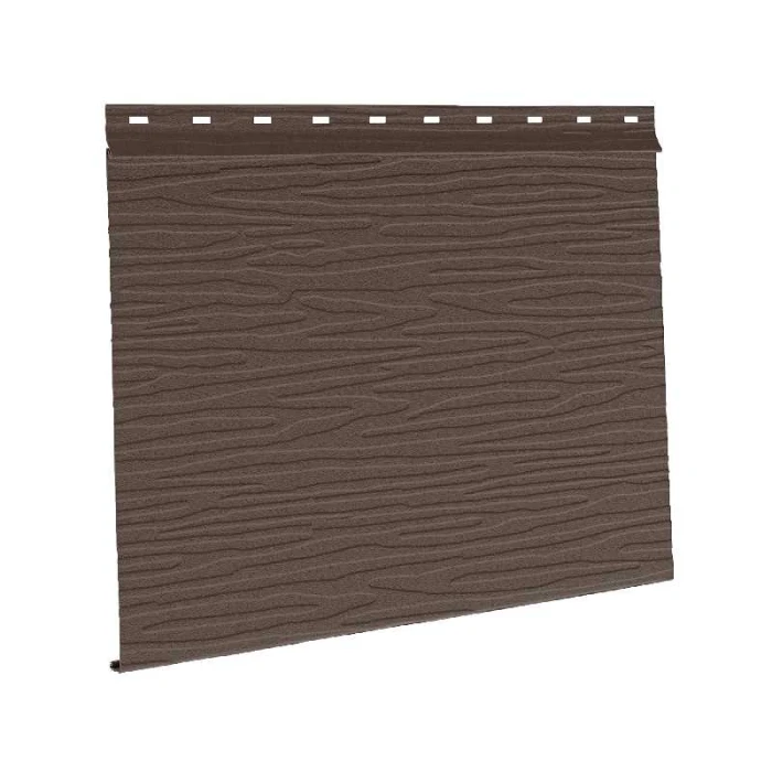 Сайдинг металлический AquAsystem Скандинавская доска широкая фактурная Polyester 0,45mm (0,48mm с покрытием) Zn140 Тёмно-коричневый матовый (RR 32)