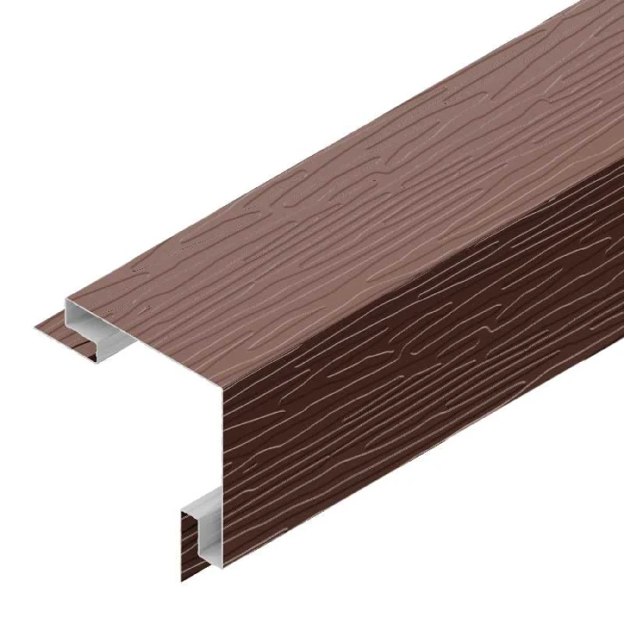 3-D Угол сайдинга 100х100 наруж. фактур. GreenCoat Pural BT Коричневый (RAL8017)