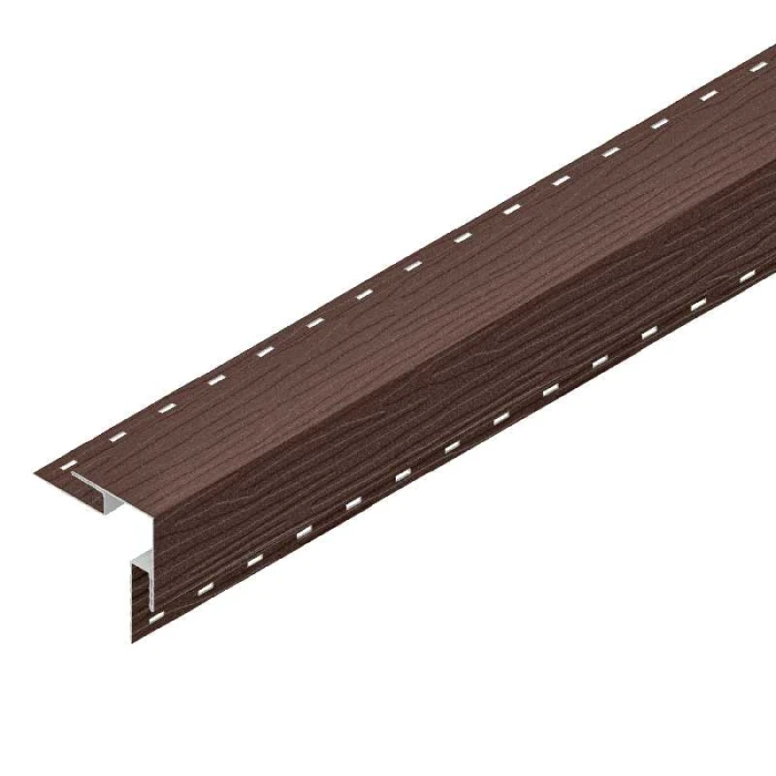 Угол сайдинга наружный Аквасистем 50х50мм фактурный GreenCoat Pural BT Коричневый матовый (RAL 8017)